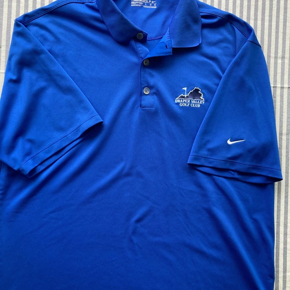 Nike Draper Valley Golf Club Blue Polo‎ Shirt w Nikefit Dry Technology Men Large